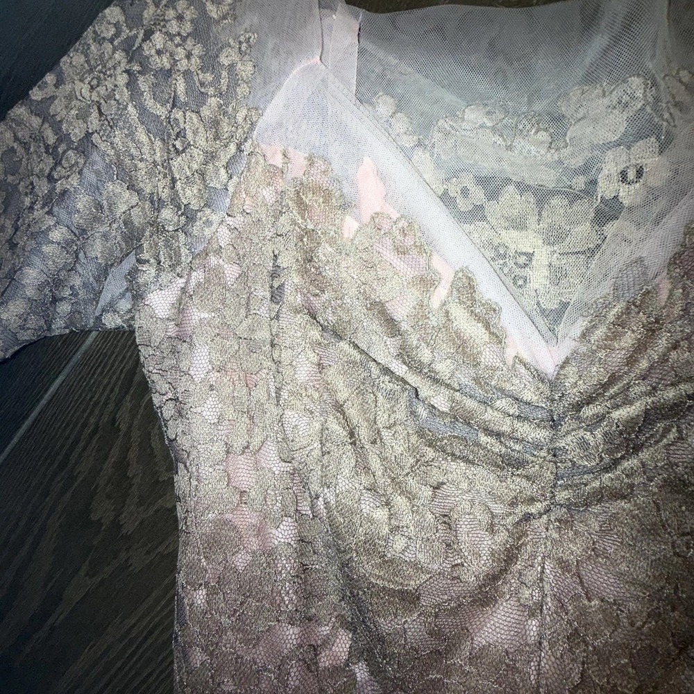 Vtg 1950s Emma Domb Pink Lace Party Dress Tea Fit & Flare Illusion Size XS *read - Picture 9 of 16